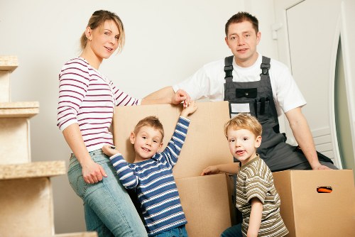Shoreditch moving boxes and protective wrapping materials ready for use