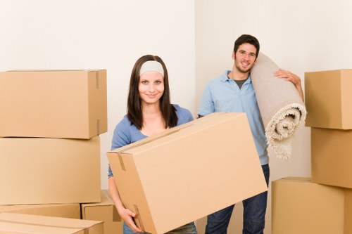 Packed student boxes ready for removal from a Shoreditch flat