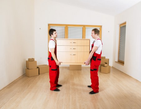 Boxes and furniture prepared for a Shoreditch move